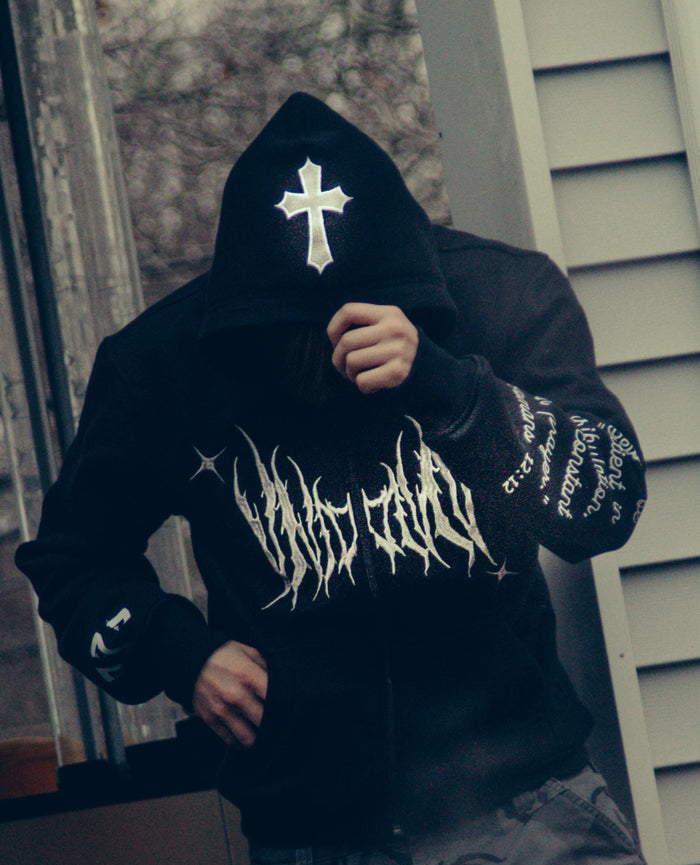 "Faith" Zip-Up Hoodie (Black)