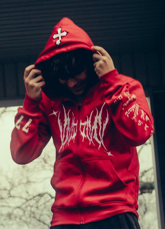 "Faith" Zip-Up Hoodie (Red)